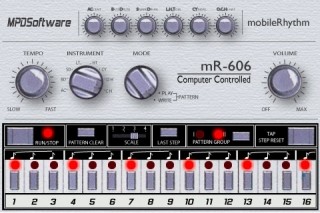 リズムマシンの名機をモデルにしたiPhoneアプリ「mobileRhythm mR-606」