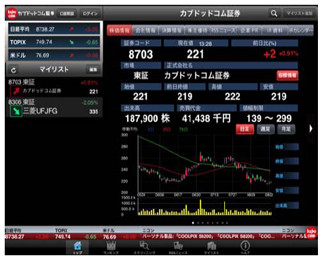 上場企業の会社情報検索が可、カブドットコム証券がiPad無料アプリを提供