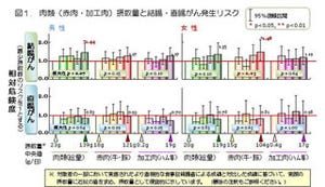 肉類を毎日100グラム以上摂取の男性、「結腸がん」の発生リスクが44%増加