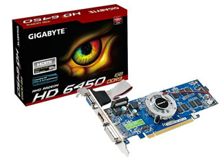 GIGABYTE、ロープロ対応サイズのRadeon HD 6450カード