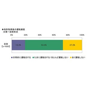 初心者ドライバー、3割が「全く運転していない」 - 「日常的に運転」は2割