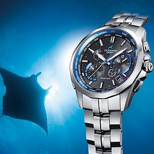 カシオ、ワールドタイムを使いやすくした新フェイスの「OCEANUS MANTA」