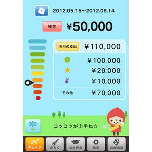 千趣会、iPhone/Android版家計簿アプリ『貯まるメモ』 - 動くキャラが助言