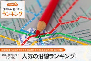 HOME'S、東海・九州エリアの「人気の沿線ランキング」トップ30を発表