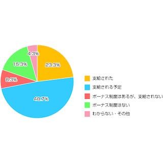 冬のボーナス、支給された人の25%が「満足」と回答 - その使い道1位は?