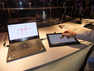 CES 2013 - 米Lenovoがタッチ13.3型のUSB液晶、バッテリ駆動のWiDi機も計画