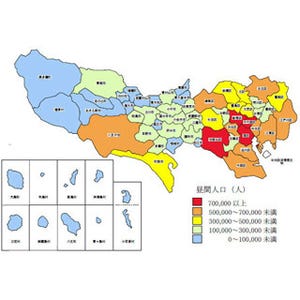東京都の"昼間人口"、最も多いのは「港区」で88万人・2位は「千代田区」