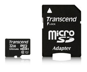 トランセンド、読み出し速度90MB/sのUHS-I対応microSDHCカードに32GBモデル