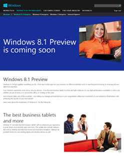 Microsoft、Windows 8.1のプレビューサイトを公開