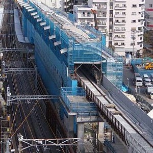 東京都墨田区、京成押上線 京成曳舟駅上りホームが8/24始発より高架化