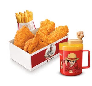 ルフィでアイスを!　ワンピースのアイスクリーマー付きチキンセット - KFC