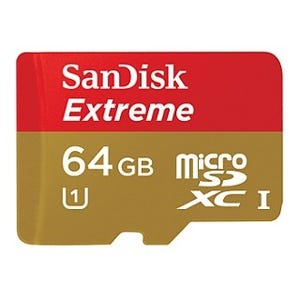 サンディスク、読込80MB/秒と書込50MB/秒で世界最速をうたう64GB microSDXC