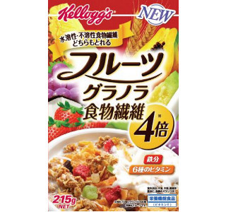 日本ケロッグ、既存品の4倍・1食で7.3gの食物繊維が取れるフルーツグラノラ