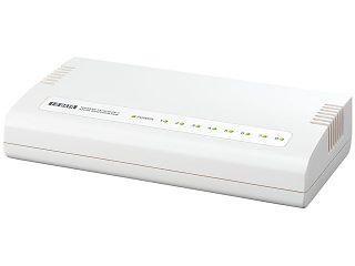 アイ・オー・データ、節電機能に優れたGigabit Ethernet対応8ポートハブ