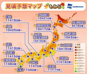 今年の紅葉の見頃は例年並み。夏の日照時間の影響で昨年より紅葉は鮮やかに