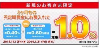 じぶん銀行、3カ月もの円定期預金の預入れで現金プレゼント--新規の顧客限定