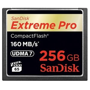 サンディスク、リード最大160MB/秒・ライト最大140MB/秒の256GB CFカード