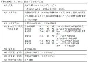 エース証券と丸八証券、共同持株会社を設立し経営統合--2014年4月1日予定