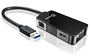 加賀ハイテック、有線LAN/USB 3.0/D-subを備えた3in1アダプタ