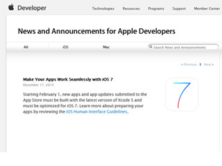 2014年2月1日以降のアプリのApp Store登録はすべてiOS 7対応が義務化へ