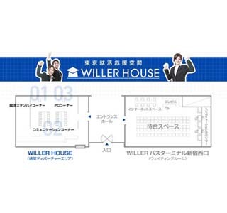 東京都・新宿西口に就活生応援施設 - PCでES作成、スチームアイロン貸出も