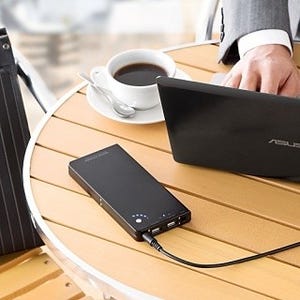 サンワダイレクト、大容量12000mAhでノートPCも充電できるモバイルバッテリ