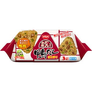 日清食品冷凍、「どん兵衛鴨だしおにぎり」発売 - 炭火焼きの鴨肉入り