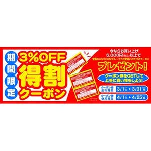 ユニットコム、3%割引クーポンを期間限定配布