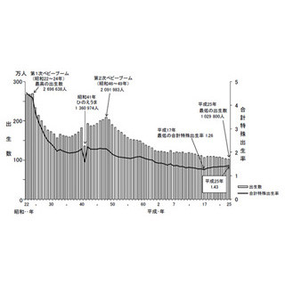 2013年の出生数、過去最少の102万人--第1子出産時の平均年齢は30.4歳で過去最高