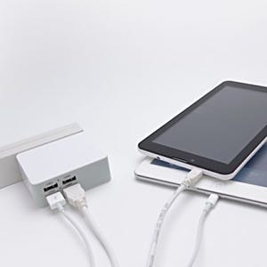 ロジテック、最大4.8A出力で4台の機器を同時充電できるUSB ACアダプタなど