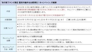 ソニー銀行、「秋の新ファンド限定 販売手数料を全額還元!」キャンペーン