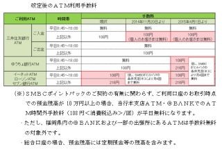 三井住友銀行、ATMの手数料・サービス内容を改定--預け入れ終日無料化など