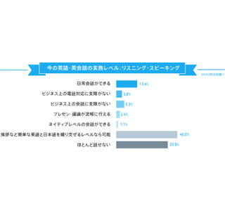 ビジネスマンの英語レベル、リーディングのみ「できる」が過半数に