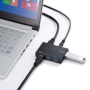 サンワサプライ、最大2.1A出力のUSB 3.0対応4ポートハブ