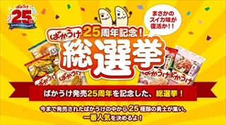 スイカ味が復活!? ばかうけ発売25周年記念企画「ばかうけ総選挙」が開催