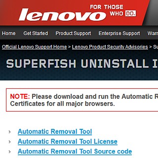 Lenovo、PC製品から「Superfish」を自動削除するツールを公開