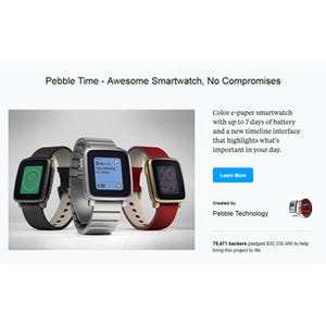 「Pebble Time」が24億円集めてプロジェクト終了 - Kickstarterの記録更新