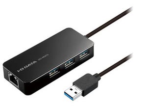 アイ・オー・データ、スティック型PCに適した有線LANポート付きUSB 3.0ハブ