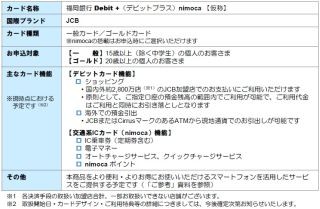 福岡銀行、交通系IC『nimoca』搭載の「デビットカード」2016年秋発行