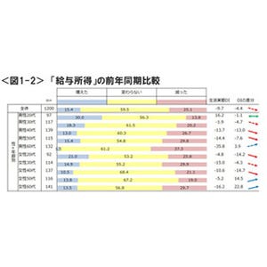 給与所得、4人に1人が「前年より減った」