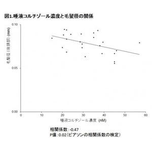 ストレス指標が高い人ほど頭皮が硬く、後頭部の毛も細く少ないことが判明