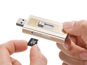 サンワダイレクト、Lightning＋USB 3.0のmicroSDメモリーカードリーダー