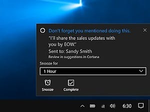 Windows 10のコルタナさんに新機能、メールを分析してリマインダを自動作成