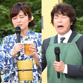 上川隆也、汗流す宇賀なつみアナに紳士対応 - 真昼のビール「おいしいっ!」