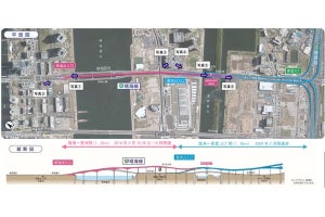 晴海線(晴海～豊洲)3/10開通に先駆け、未開通道路を歩くスカイウォーク実施