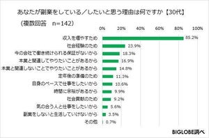 30代が副業をしたい理由、「やりたいことがある」が3割超