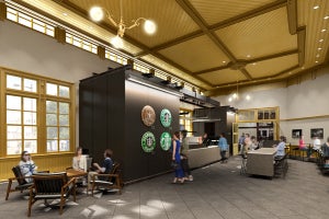 「スターバックス コーヒー 門司港駅店」大正時代を思わせる空間に