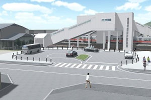 山陽電気鉄道、大塩駅を橋上駅舎化 - ホーム延伸でドアカット解消