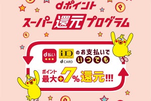 ドコモ、d払いやdカードのiD利用で還元率が最大7％アップするキャンペーン