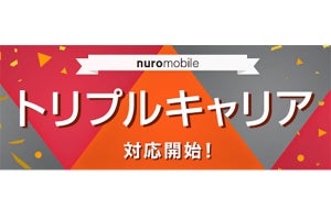 nuroモバイルがau回線プランを追加、トリプルキャリア対応に